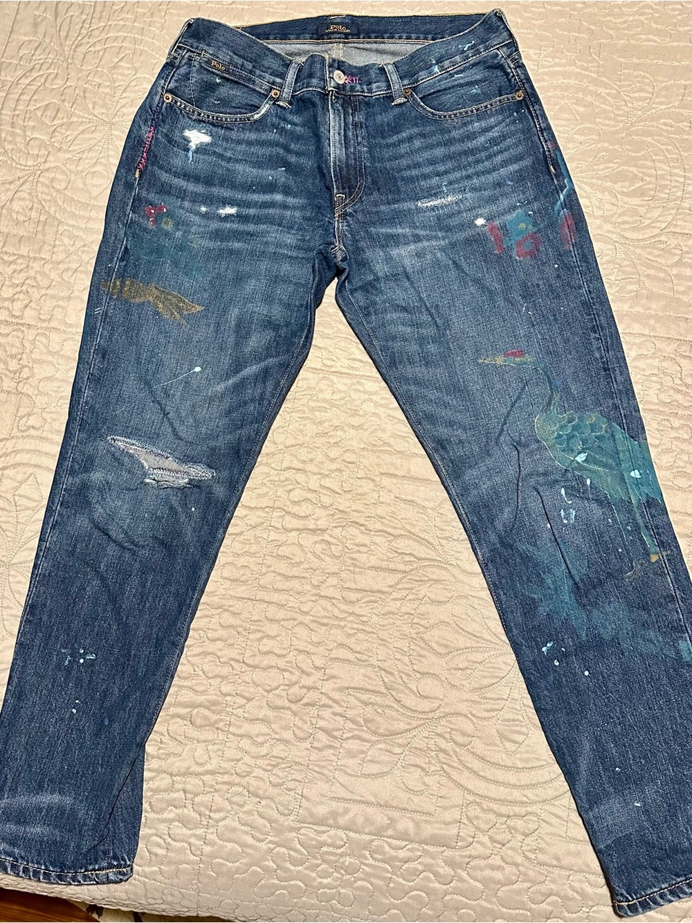 Polo by Ralph Lauren Blue Painted Boyfriend Jeans